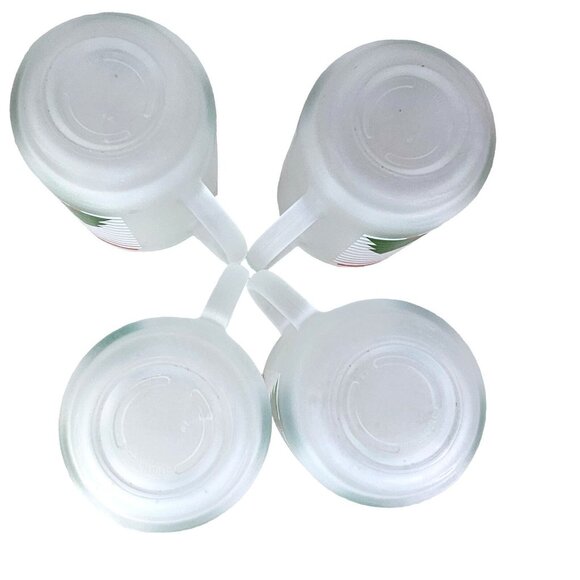 Christmas Tree Frosted Striped Mugs Luminarc Macy's Exclusive Set 4 w/Box 10oz - Picture 9 of 10